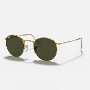 Ray-Ban Gold and Green Round Sunglasses